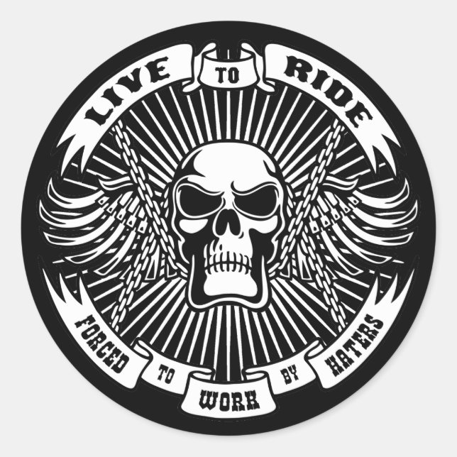 Live to Ride, Forced to Work Classic Round Sticker (Front)