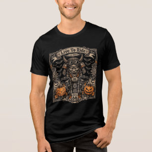 Live To Ride Halloween -Samurai Oni Biker Est 1969 Tri-Blend Shirt