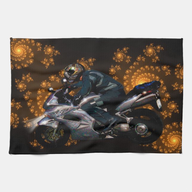 Live To Ride Motorbiker Tea Towel (Horizontal)