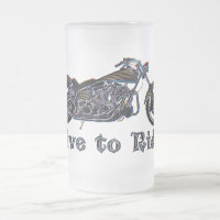 Live to Ride Neon Motorcycle Beer Mug