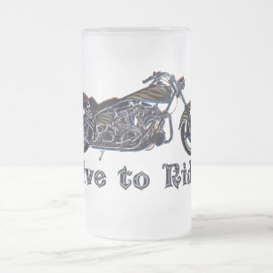 Live to Ride Neon Motorcycle Beer Mug