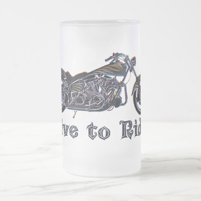 Live to Ride Neon Motorcycle Beer Mug (Center)