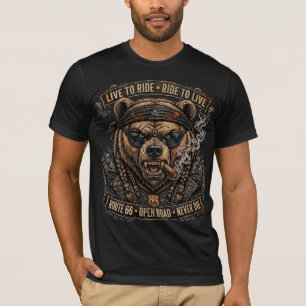 Live To Ride Ride To Live,Route 66 Biker Bear T-Shirt