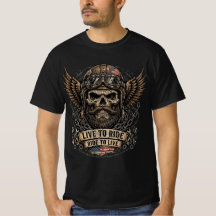 Live To Ride Ride To Live Skull American Biker