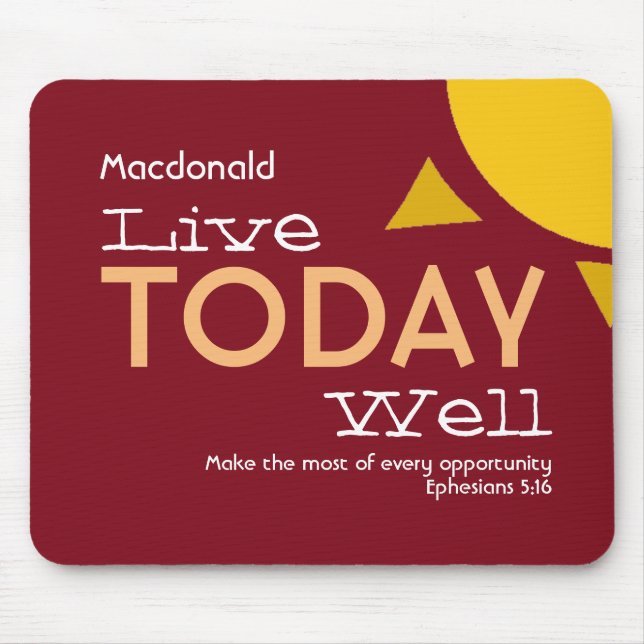 LIVE TODAY WELL | Motivational | Christian Mouse Mat (Front)