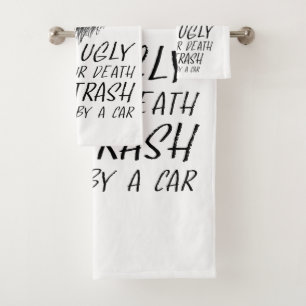 Live Ugly Fake Your Death Eat Trash Funny Opossum Bath Towel Set
