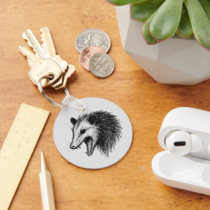 Live Ugly Fake Your Death Eat Trash Funny Opossum Key Ring