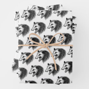 Live Ugly Fake Your Death Eat Trash Funny Opossum Wrapping Paper Sheet