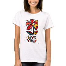 Live Vivid Red Hibiscus Tribal Geometric Floral