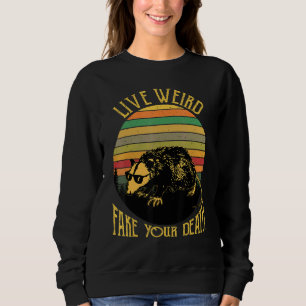 Live Weird Fake Your Death Opossum Ugly Cats Retro Sweatshirt
