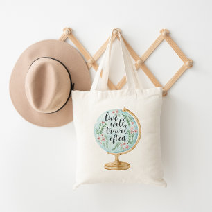 Live Well, Travel Often Tote Bag