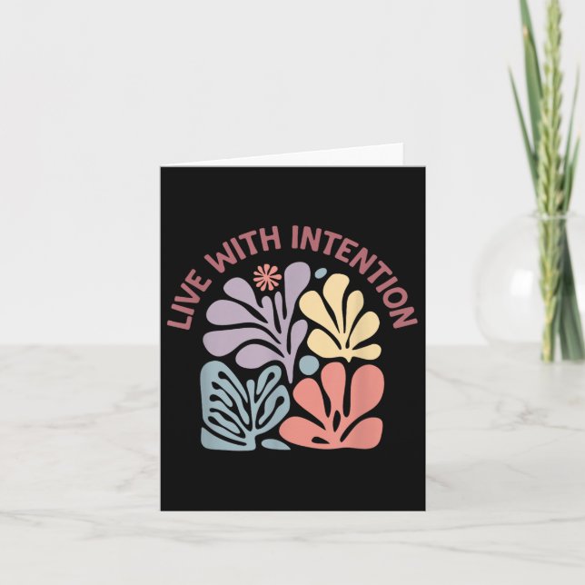 Live With Intention Mindful Floral Art  Card (Front)