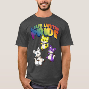 Live With Pride Kawaii Nonbinary & Genderqueer Fo T-Shirt