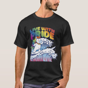 Live With Pride Unicorn Surfing T-Shirt