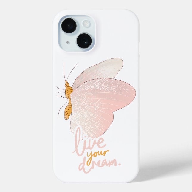 Live Your Dream Aesthetic Peach Butterfly iPhone  Case-Mate iPhone Case (Back)