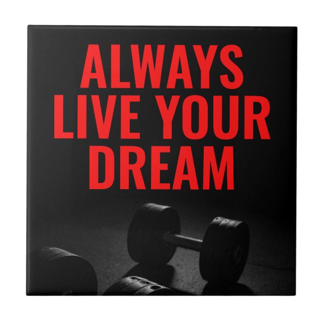 Live Your Dream Bodybuilding Training Fitness Tile (Front)