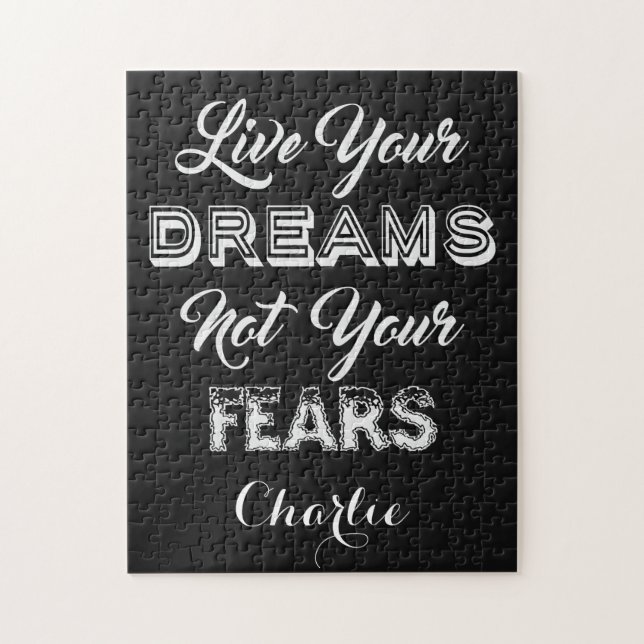 Live Your Dreams custom name & colour puzzle (Vertical)
