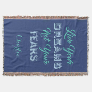Live Your Dreams custom name & colour throw blanke Blanket