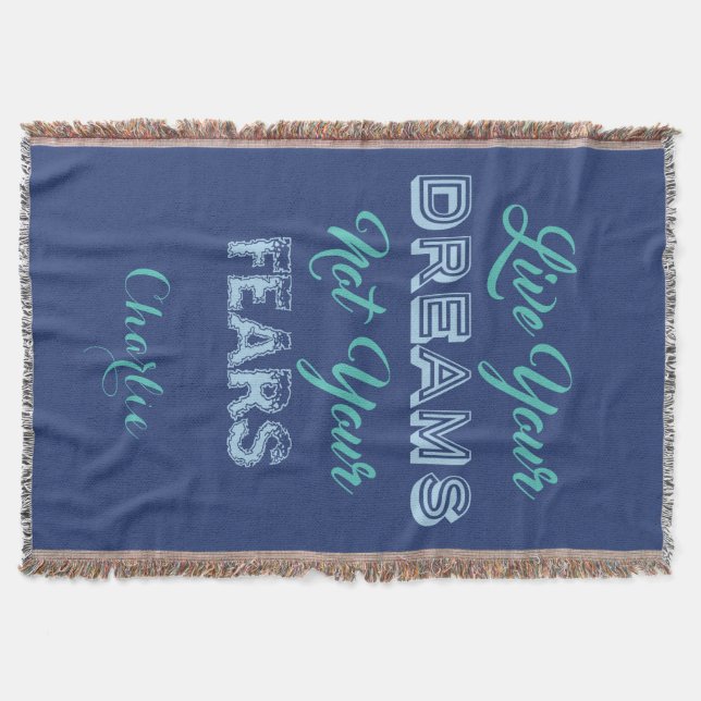 Live Your Dreams custom name & colour throw blanke Blanket (Front)