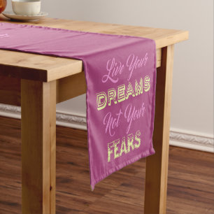 Live Your Dreams custom text & colour table runner
