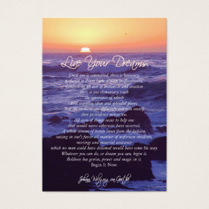 Live Your Dreams INSPIRATIONAL CARDS