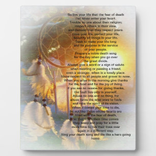 Live your life, Chief Tecumseh dreamcatcher Plaque