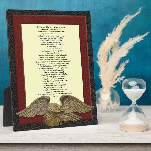 Live your life, Chief Tecumseh gold eagle plaque (Side)