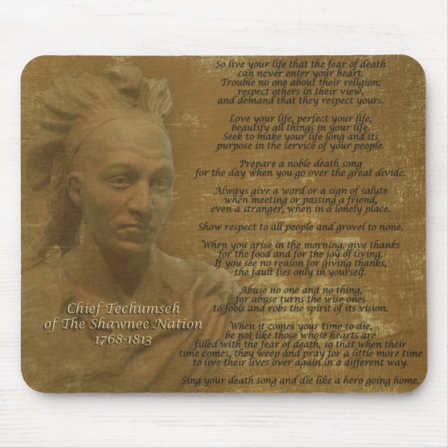 "Live Your Life"  Chief Tecumseh mousepad (Front)