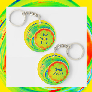 Live Your Life with Zest Psychedelic Citrus Key Ring