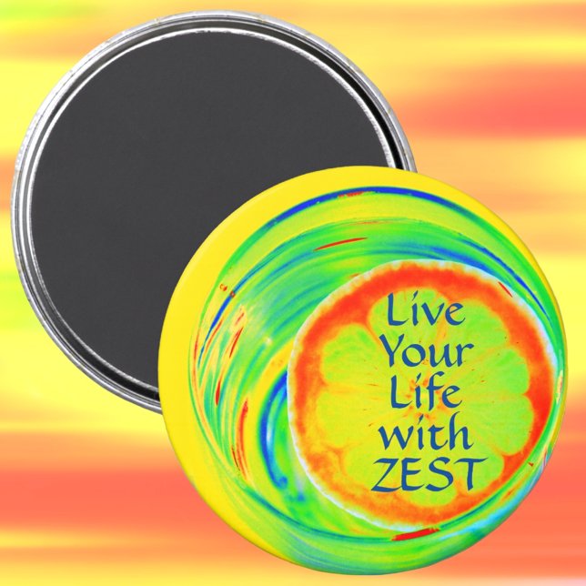 Live Your Life with Zest Psychedelic Retro Pop Art Magnet (Creator Uploaded)