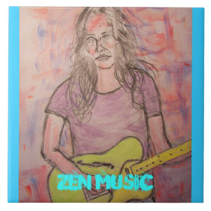 Live Zen Music Girl Sketch Tile