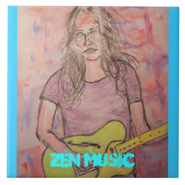 Live Zen Music Girl Sketch Tile (Front)