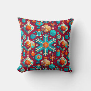 Lively and colourful christmas holiday-themed patt cushion