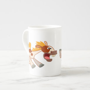 Lively Cartoon Pinto Horse Bone China Mug