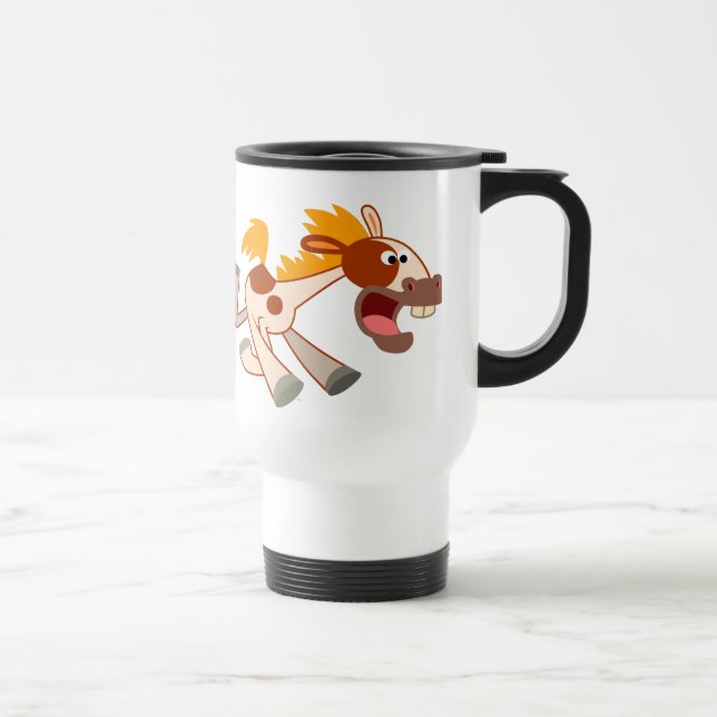 Lively Cartoon Pinto Horse Commuter Mug (Right)