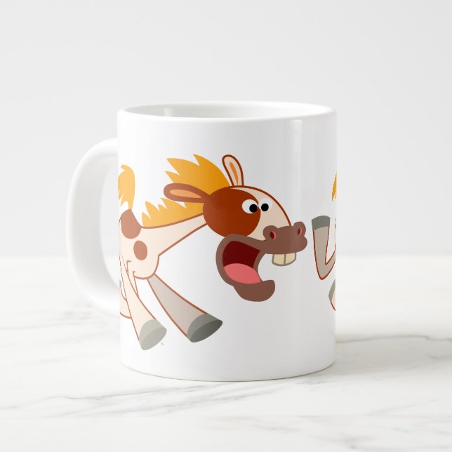 Lively Cartoon Pinto Horse Jumbo Mug (Front Left)