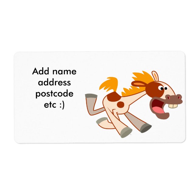 Lively Cartoon Pinto Horse Shipping Label (Front)