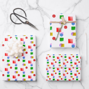 Lively & Colourful Fun Geometric Pattern Wrapping Paper Sheet