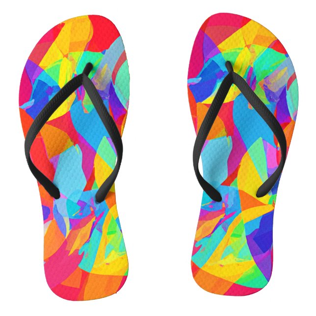 Lively Colourful Pattern Magic Flip Flops (Footbed)