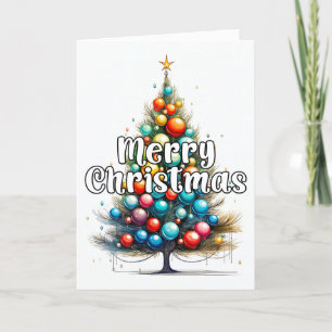 Lively Decorative Merry Christmas Tree Holiday Card