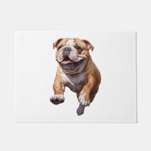 Lively English Bulldog Playfulness - Cute Dog Illu Doormat