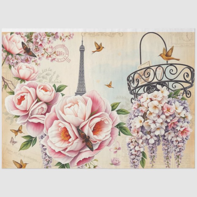 Lively French Collage Decoupage | Parisian Vintage Tissue Paper (Front)