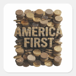 Lively Gold AMERICA FIRST Craft Sticker