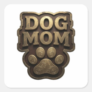 Lively Gold DOG MOM Decal Art Square Sticker