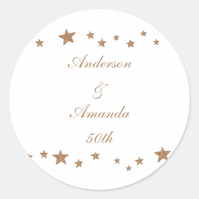 Lively Gold Stars Personalised Anniversary Sticker (Front)