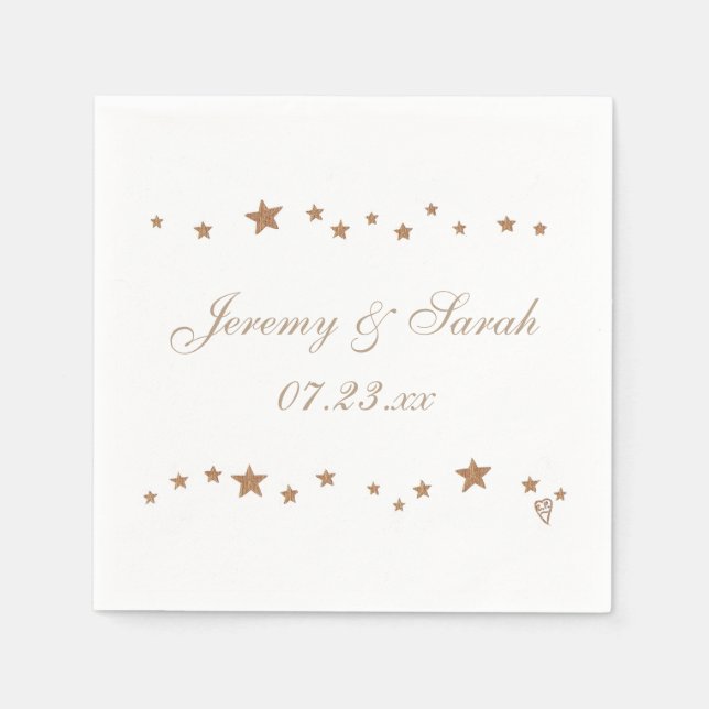 Lively Gold Stars Personalised Wedding Napkins (Front)