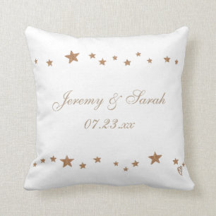 Lively Gold Stars Personalised Wedding Pillows