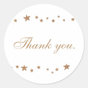 Lively Gold Stars Wedding Thank you Stickers