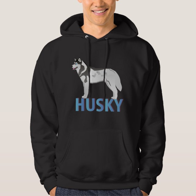Lively Husky Dog Side View Hoodie (Front)