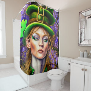 Lively Irish St Patrick's Day Modern Leprechaun Shower Curtain